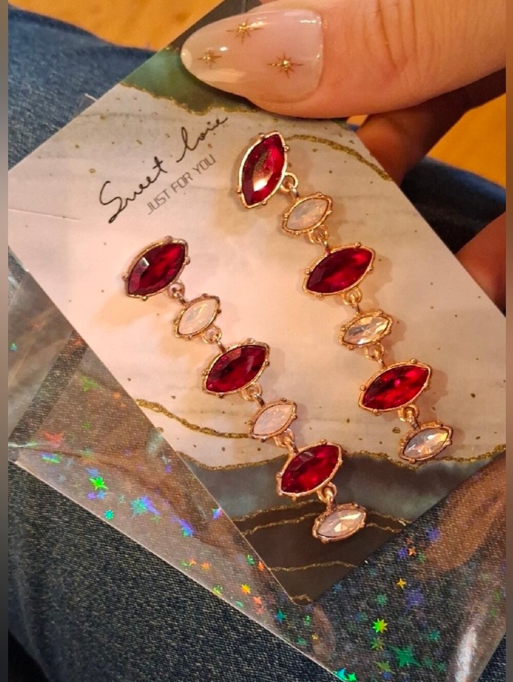 $8 Each Or Bundle 5/$20 Gold-Toned Earrings w/ Ruby Red and Cream Colored Stones